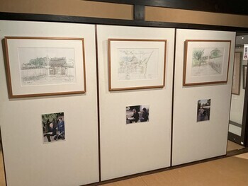 九度山八景絵画展におけるスケッチ画(慈尊院ほか)の写真
